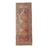 Vintage Red Blue Persian Runner Rug, 104x280Cm