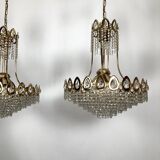 Sciolari, set of two gild and Cristal chandeliers from 70s