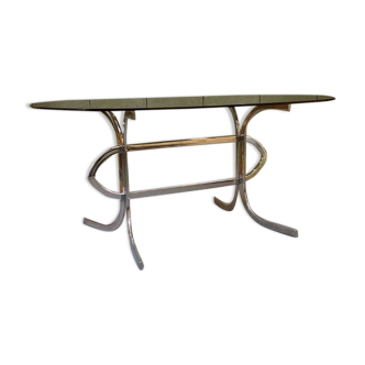 Smoked glass and chrome table circa 1970