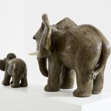 Valérie Courtet sculptures éléphants en grès émaillé circa 2010