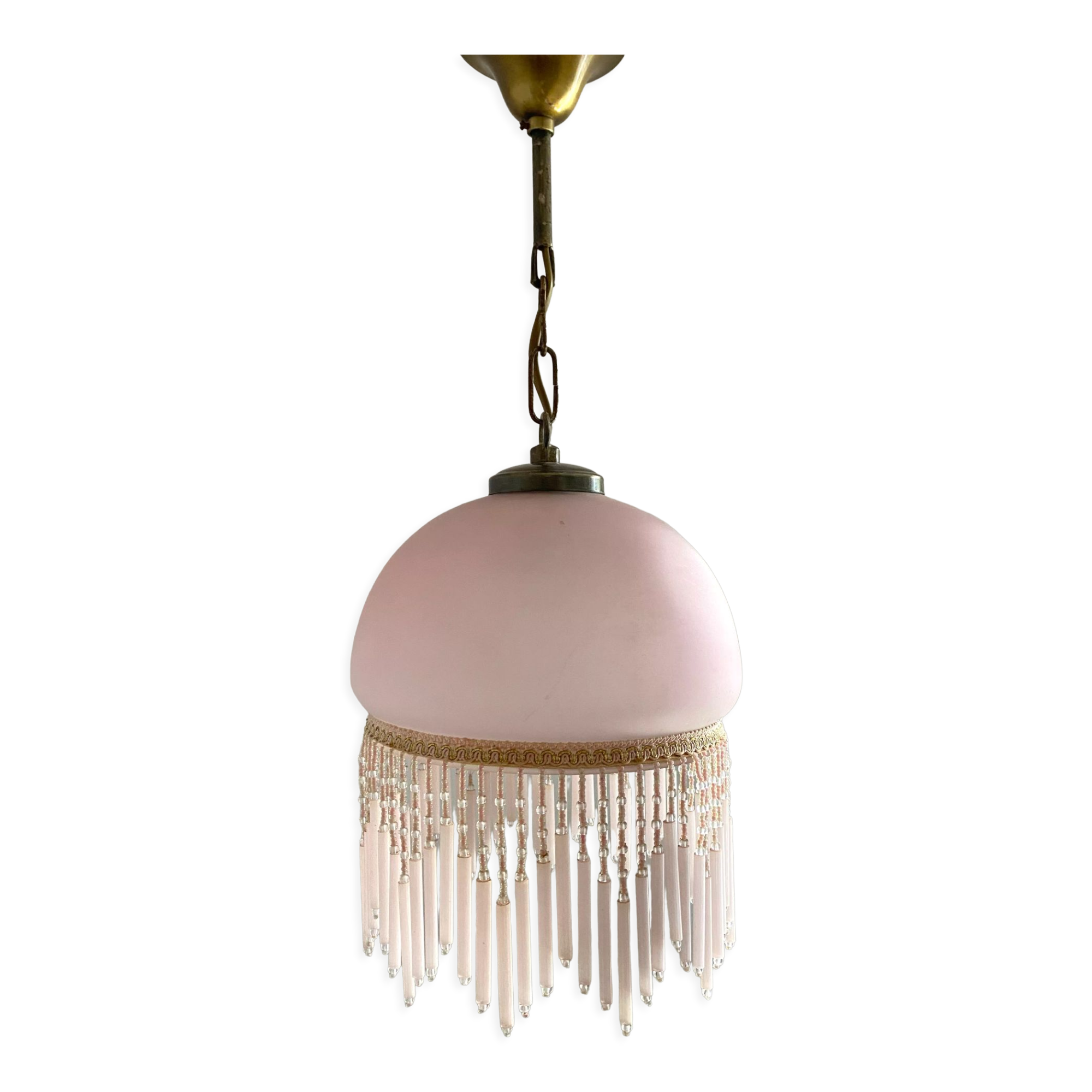 Suspension verre poli et perles