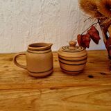 Milk jug and sugar bowl in vintage stoneware