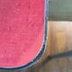 Large table in red formica with extensions + red drawer