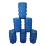6 verres anciens bleu cobalt