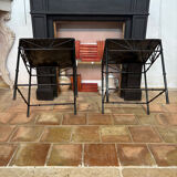 Pair of wrought iron side tables