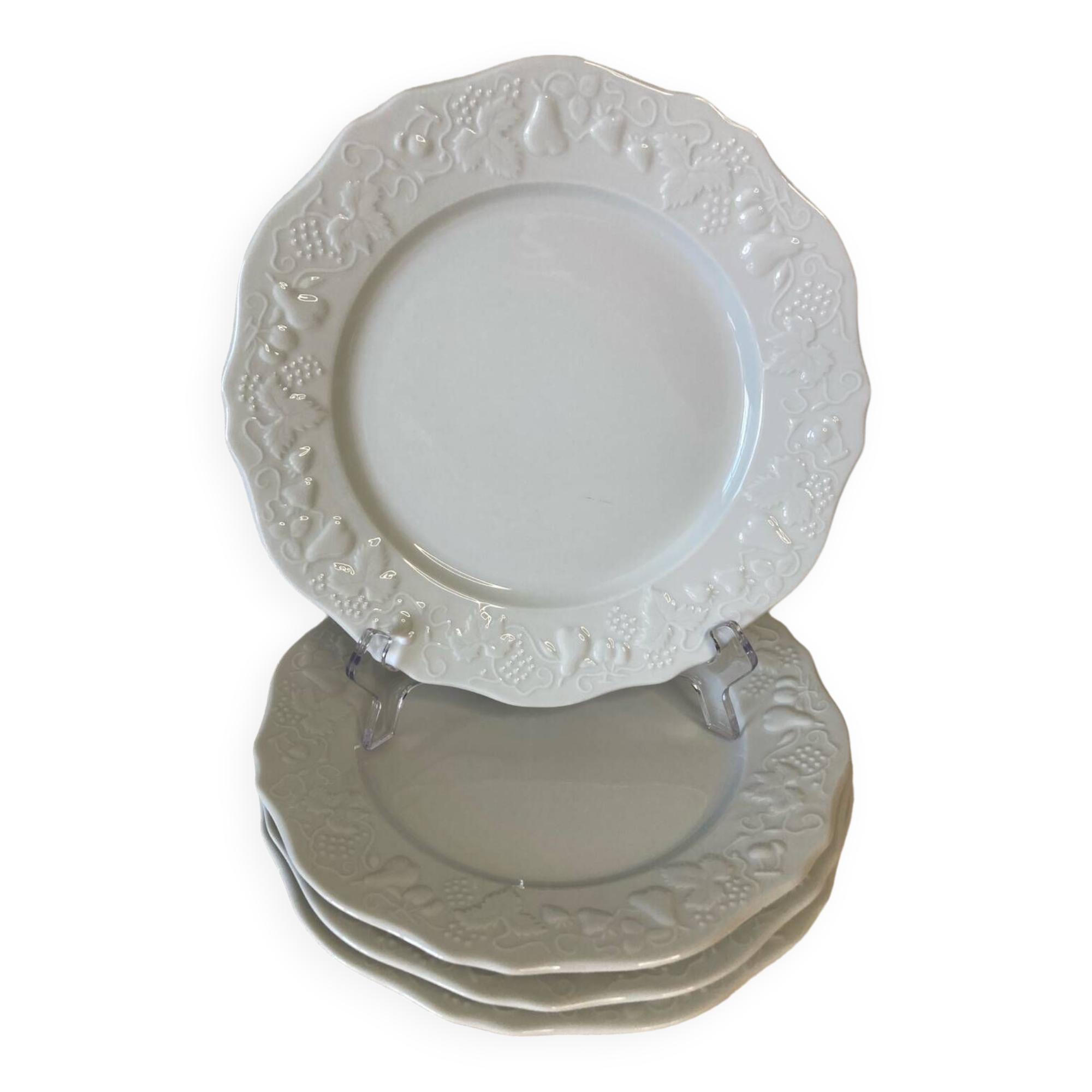 4 Limoges porcelain dinner plates Philippe Deshoulières California model