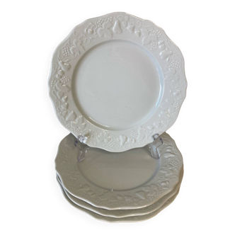 4 Assiettes plates porcelaine Limoges Philippe Deshoulières modèle California