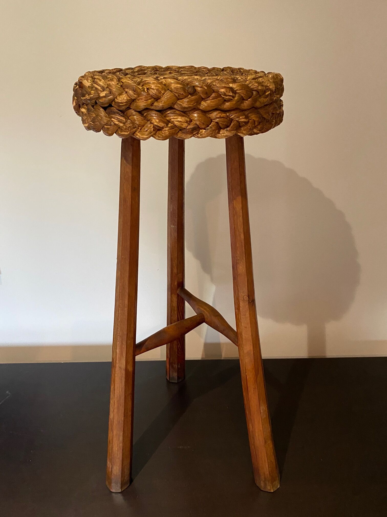 Raffia bar stool braided 1960