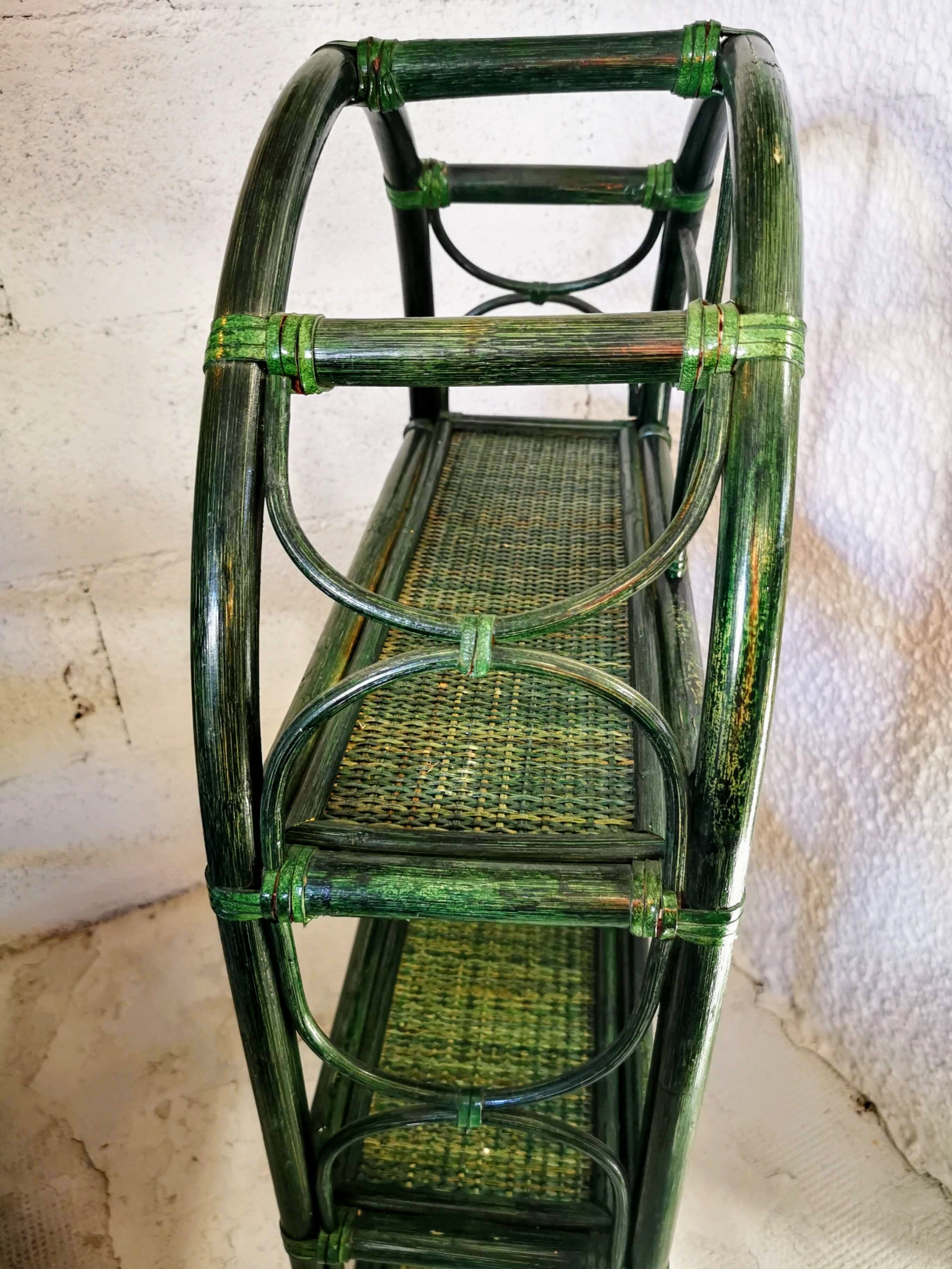 Green rattan shelf