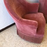 Pair of vintage pink velvet toad chair