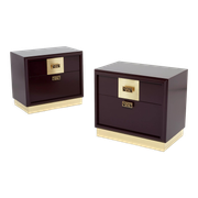 Pair of brass plum lacquer bedside tables Luciano Frigerio Italy 1970
