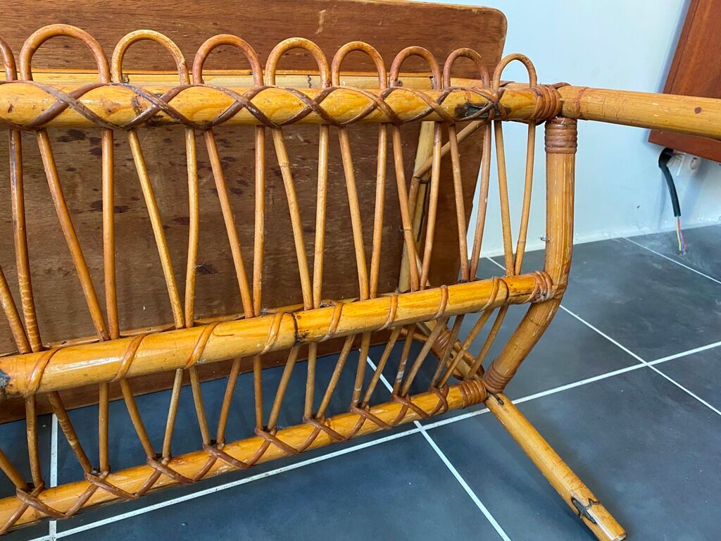 Vintage rattan coffee table 86x53x46 70s