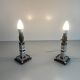 Pair of black and white ceramic table lamps, 1950s, France