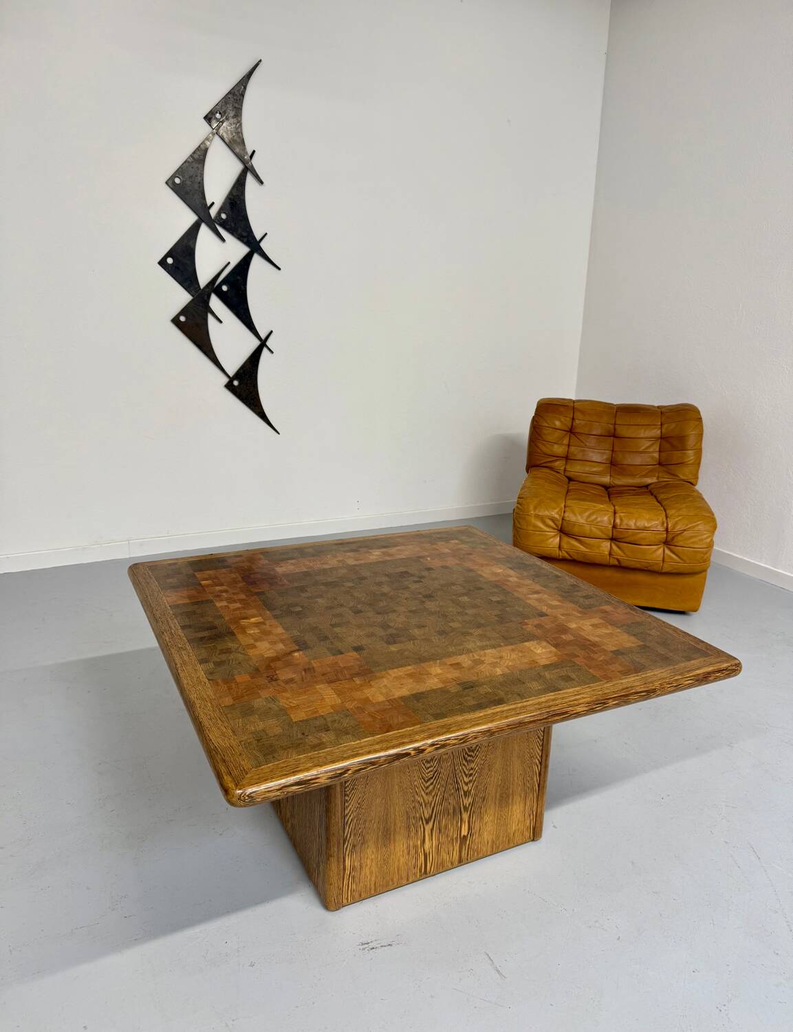 Scandinavian design marquetry wood coffee table by rolf middel and lindum