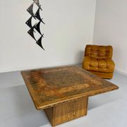 Scandinavian design marquetry wood coffee table by rolf middel and lindum
