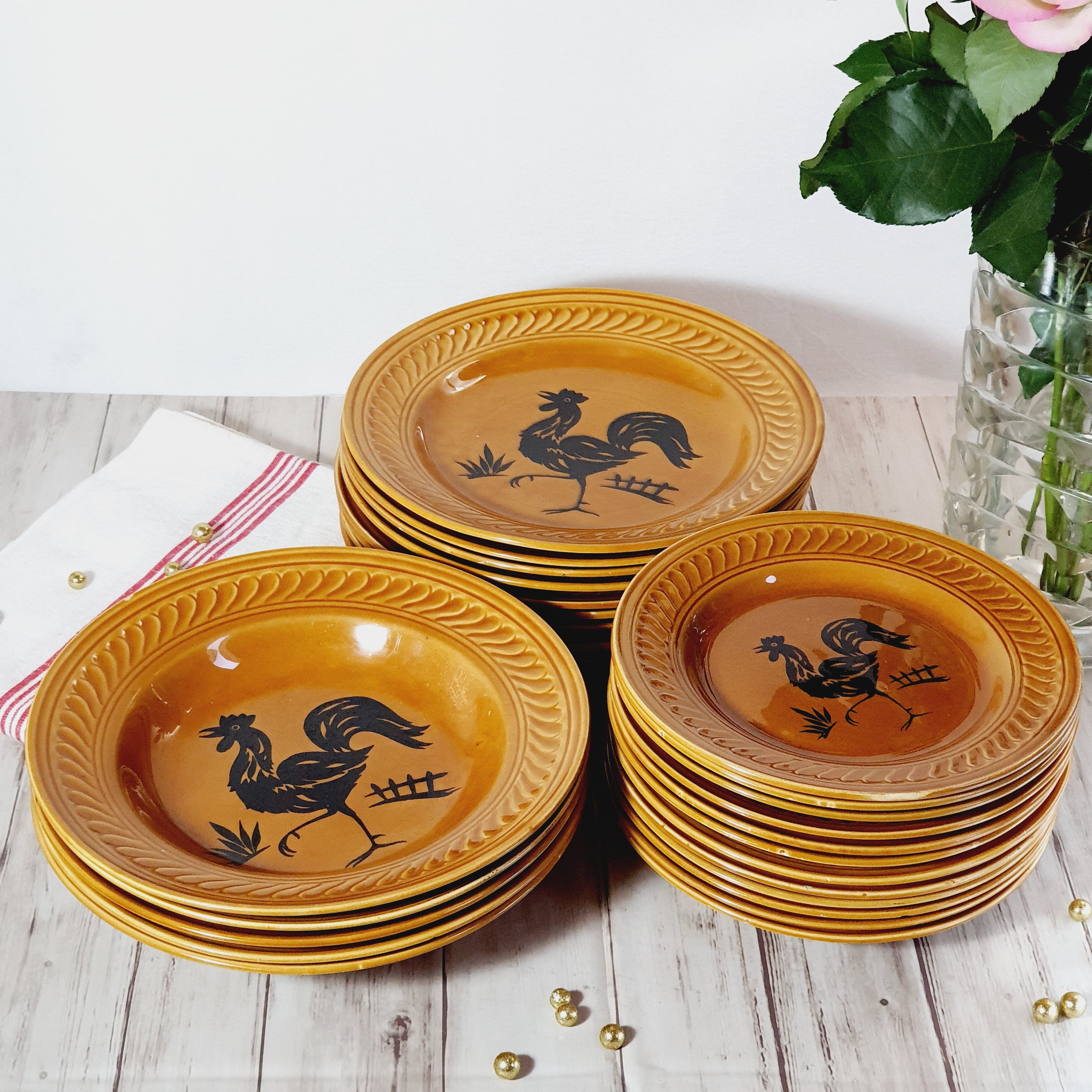 Set of plates of Gien decoration rooster