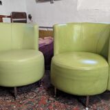 Pair of apple green armchairs