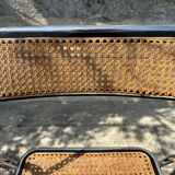 Pair of vintage metal caned folding chairs