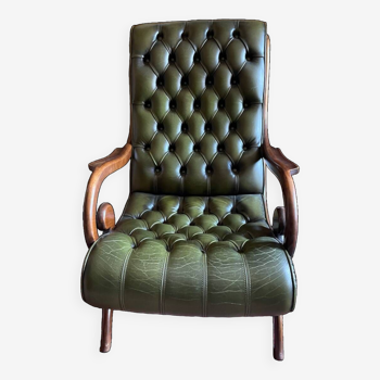 Fauteuil chesterfield en cuir vintage