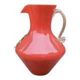 Vase pichet en opaline de Provence rouge corail - années 60