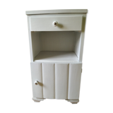 White night table with grey marble top