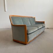 1960s Scandinavian Mid-century Sofa, Solid Cherry Wood and Velvet