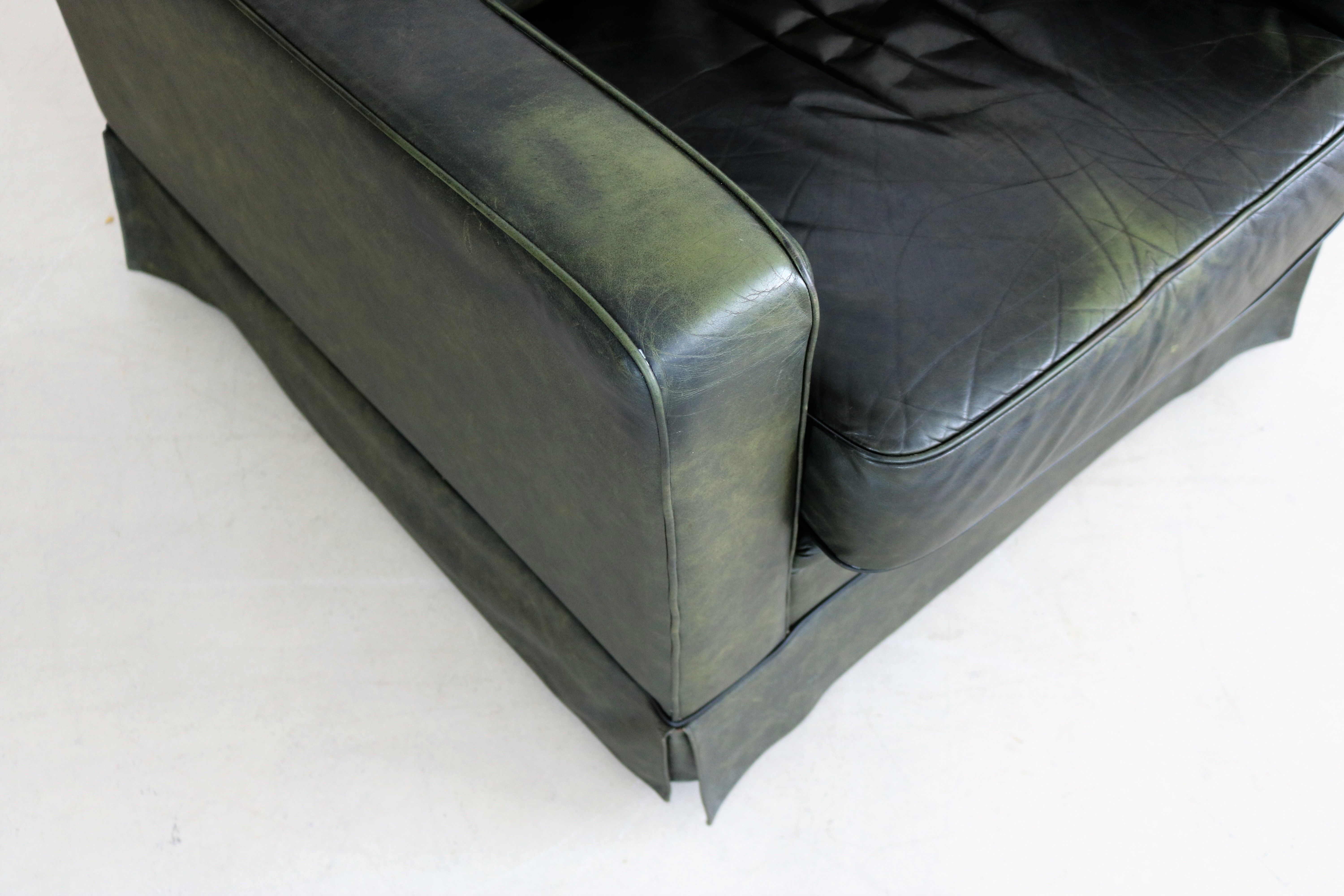 vintage green leather club chair