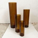 4 vases gigogne Jacques Bédat en plexiglas fumé