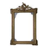 Antique gilded mirror with sculpted pediment – Napoléon III period – 19th century