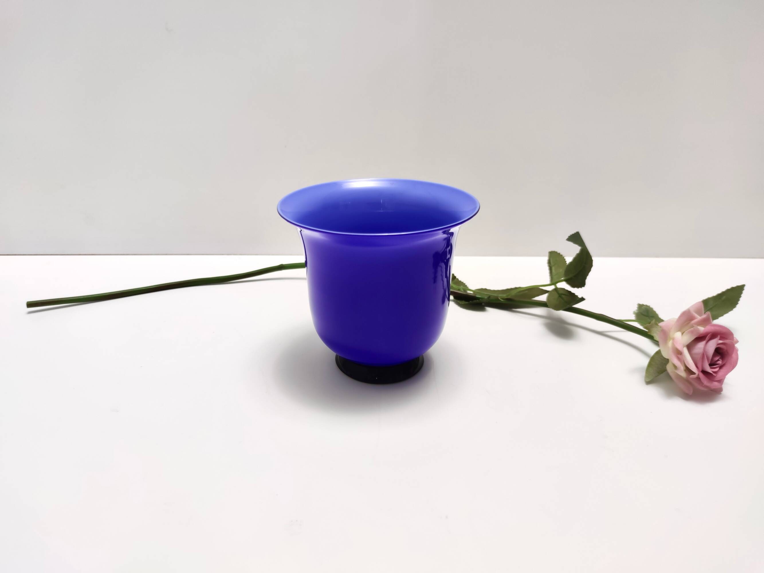 Royal Blue Opaline Glass Vase by Paolo Venini, "Anni Trenta" series