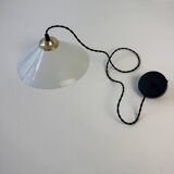 Ancienne suspension conique en opaline vintage