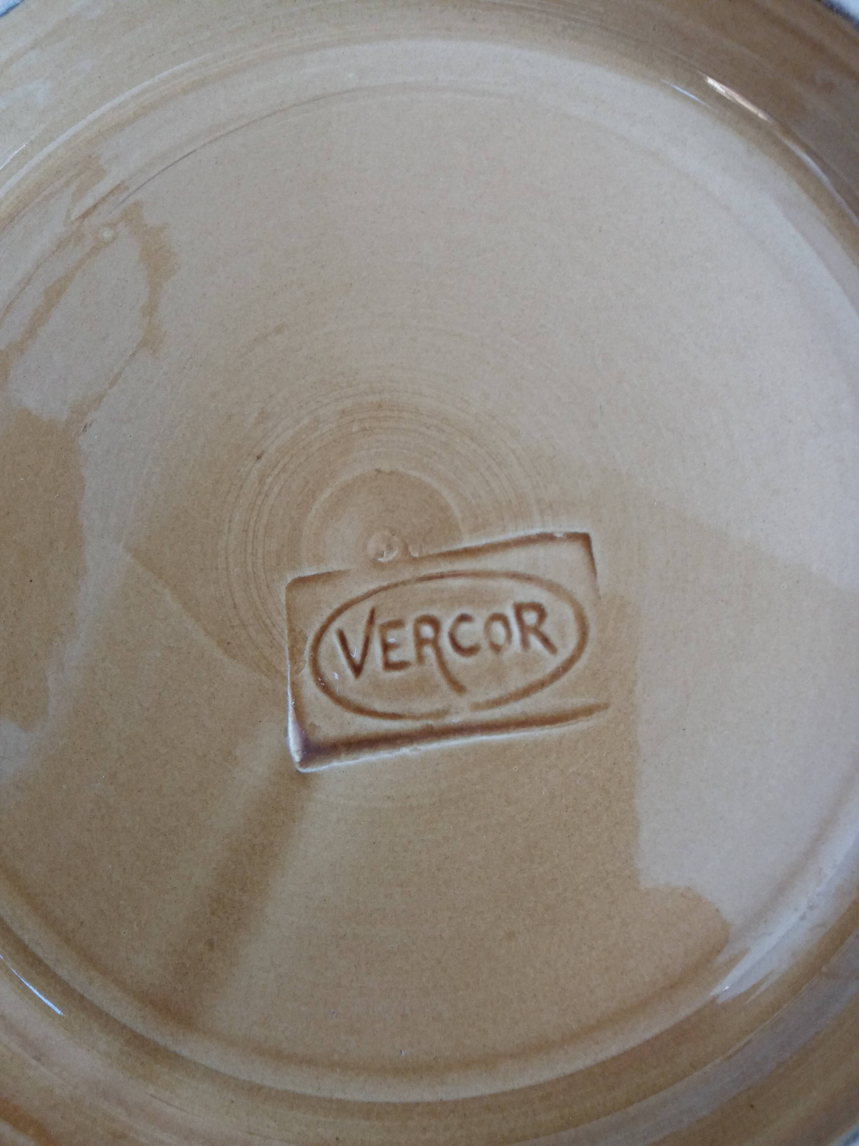 Fruit bowl, ceramic dish Vercor Vallauris style 60s 70s