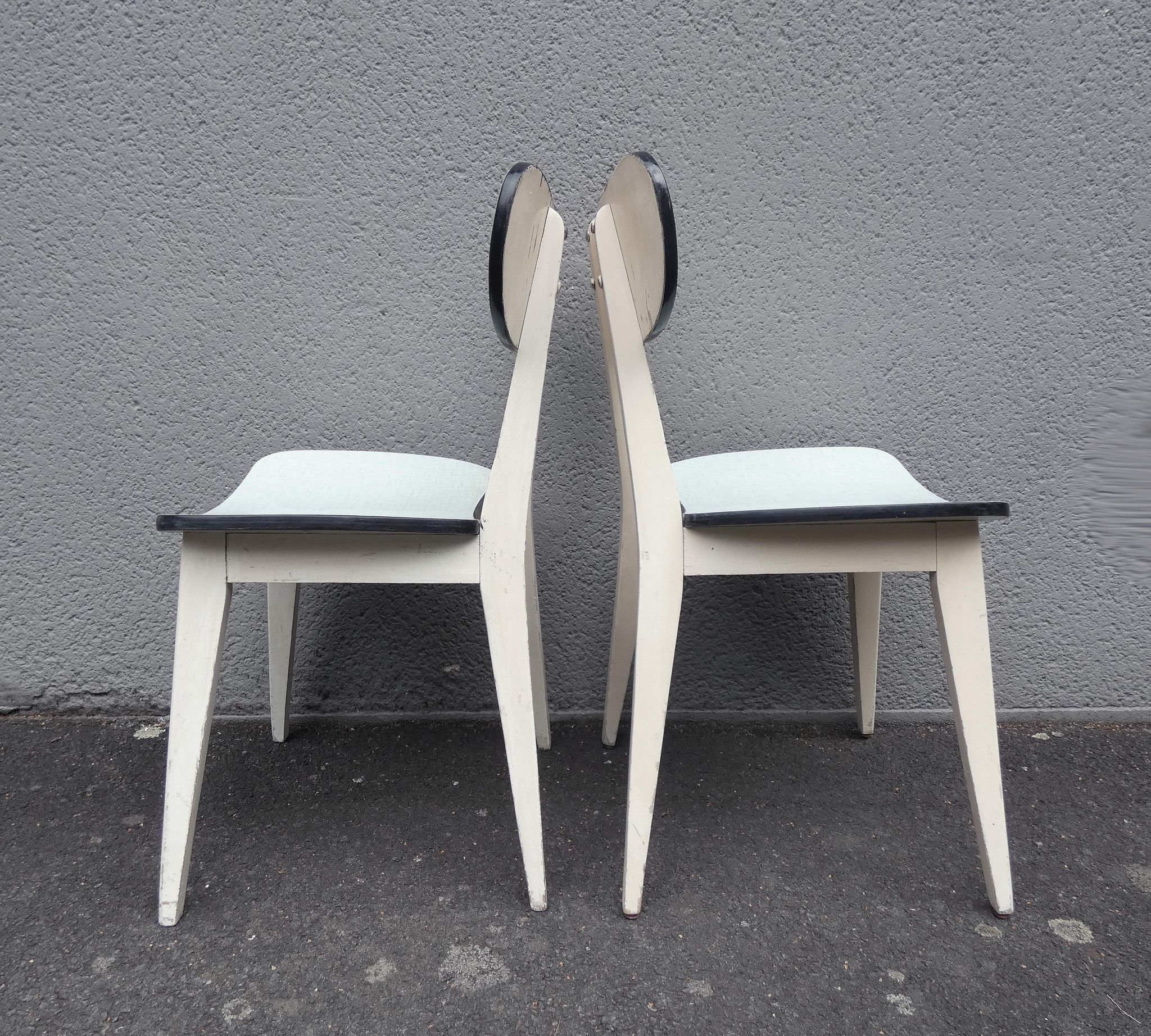 2 chairs in water green formica