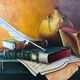 Oil on canvas Still life with books