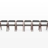 Set of 6 vintage dining chairs in grey bouclé