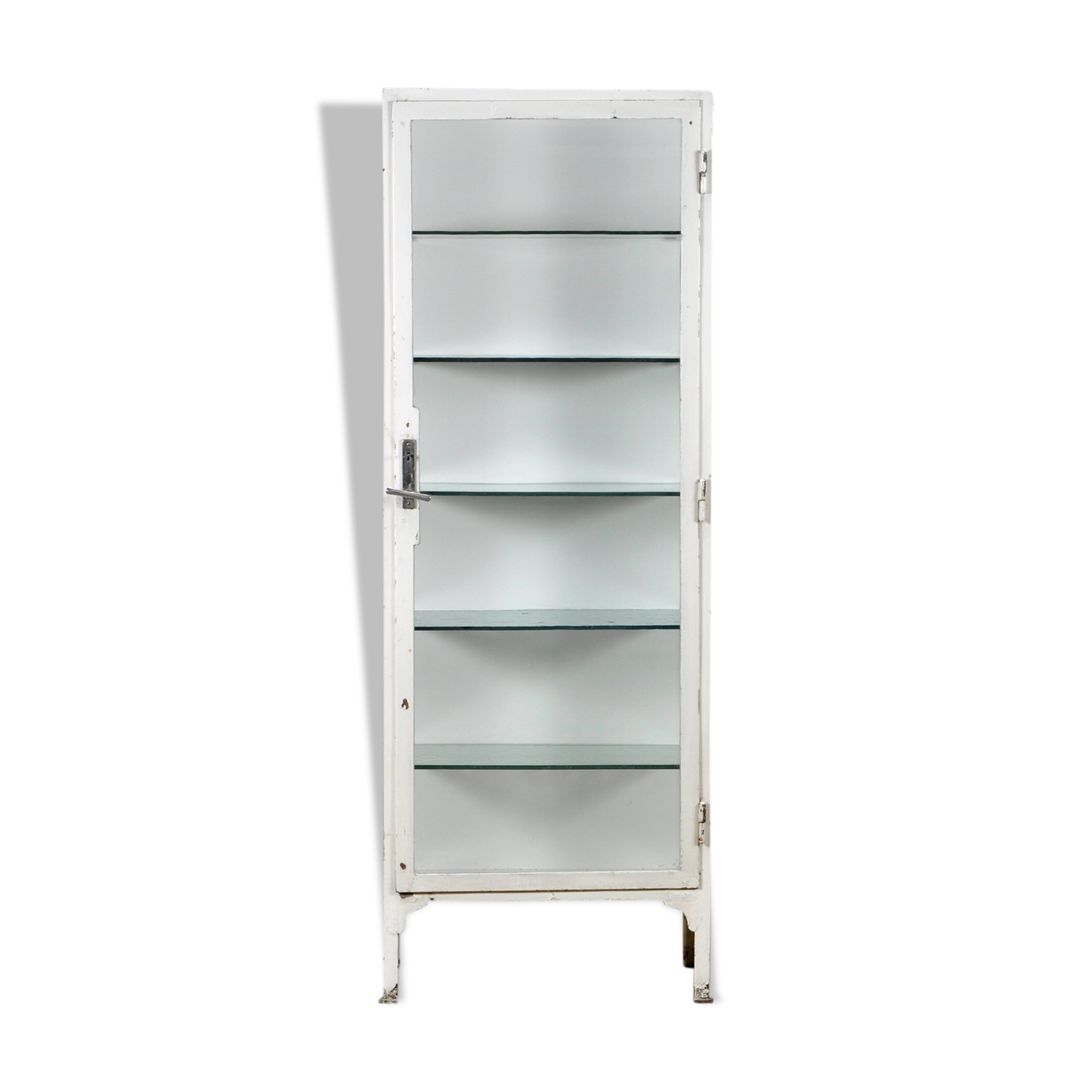 Iron and glass medical display cabinet 1930s