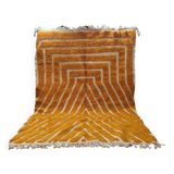 Bold Moroccan Beni Ouarain Rug in Mustard Yellow – Handwoven Wool Rug with Lines