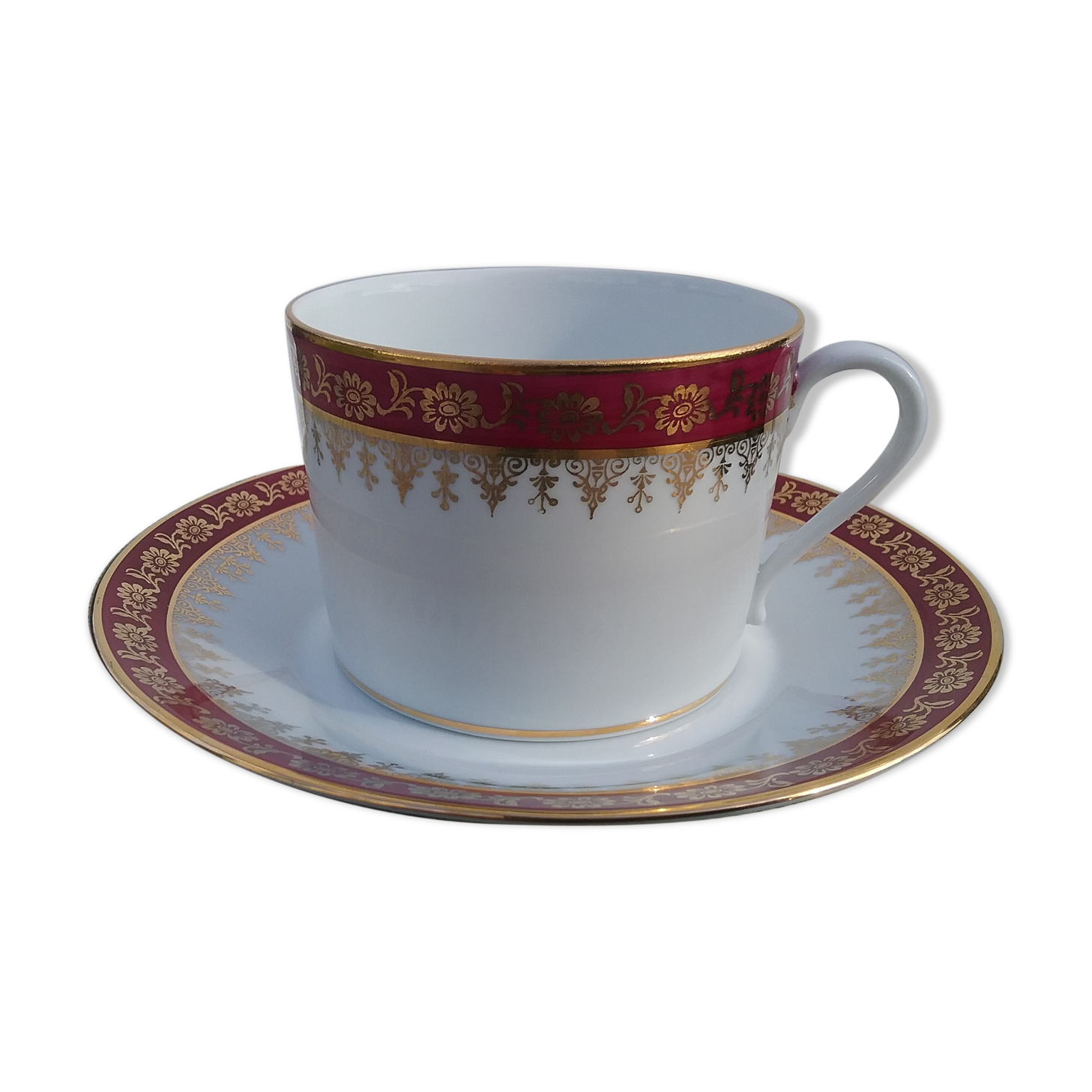 Lunch cup and large under cup of limoges porcelain