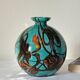 Vintage Czech multicoloured blown glass ball vase