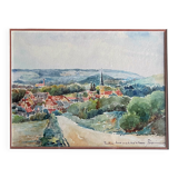 Tableau Aquarelle 1909 "Pouilly-en-Auxois" (21) Signée Lépée + cadre