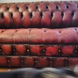 Chesterfield sofa in genuine leather 3 red Very good condition