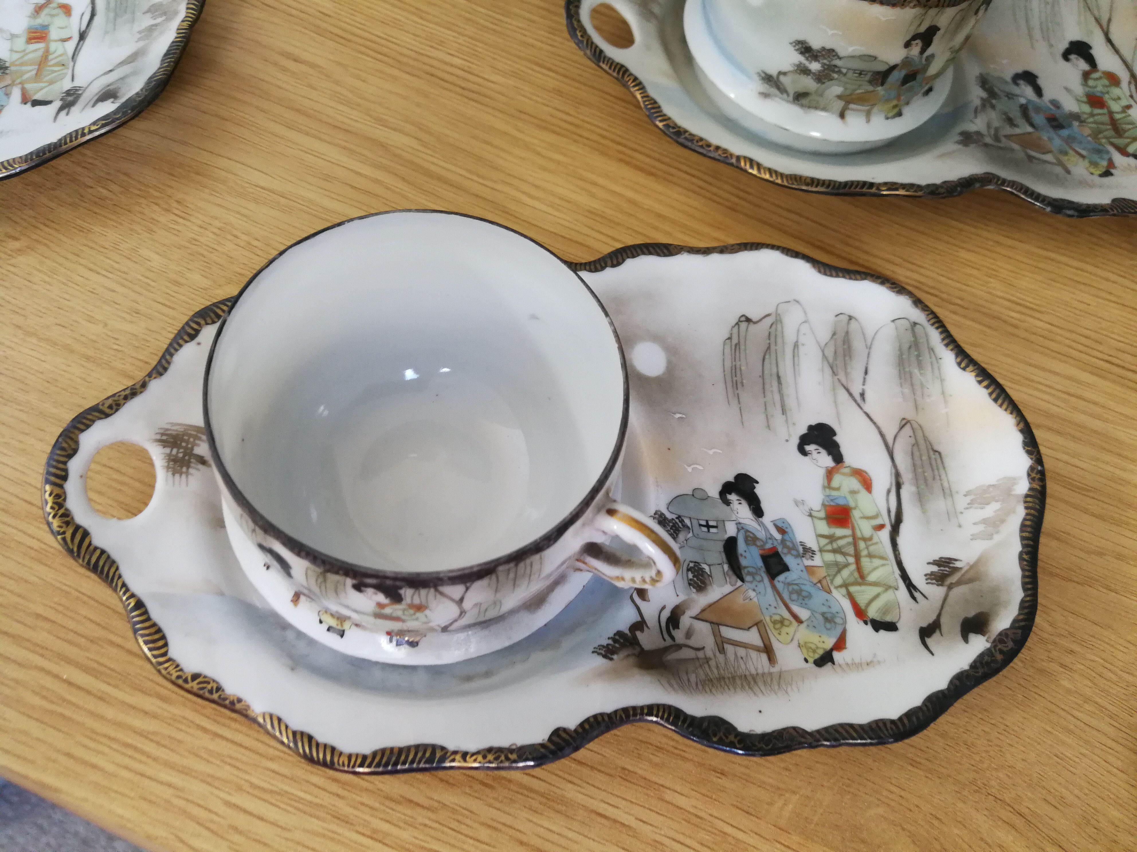 Japanese kutani tashiro eggshell porcelain tea set Selency