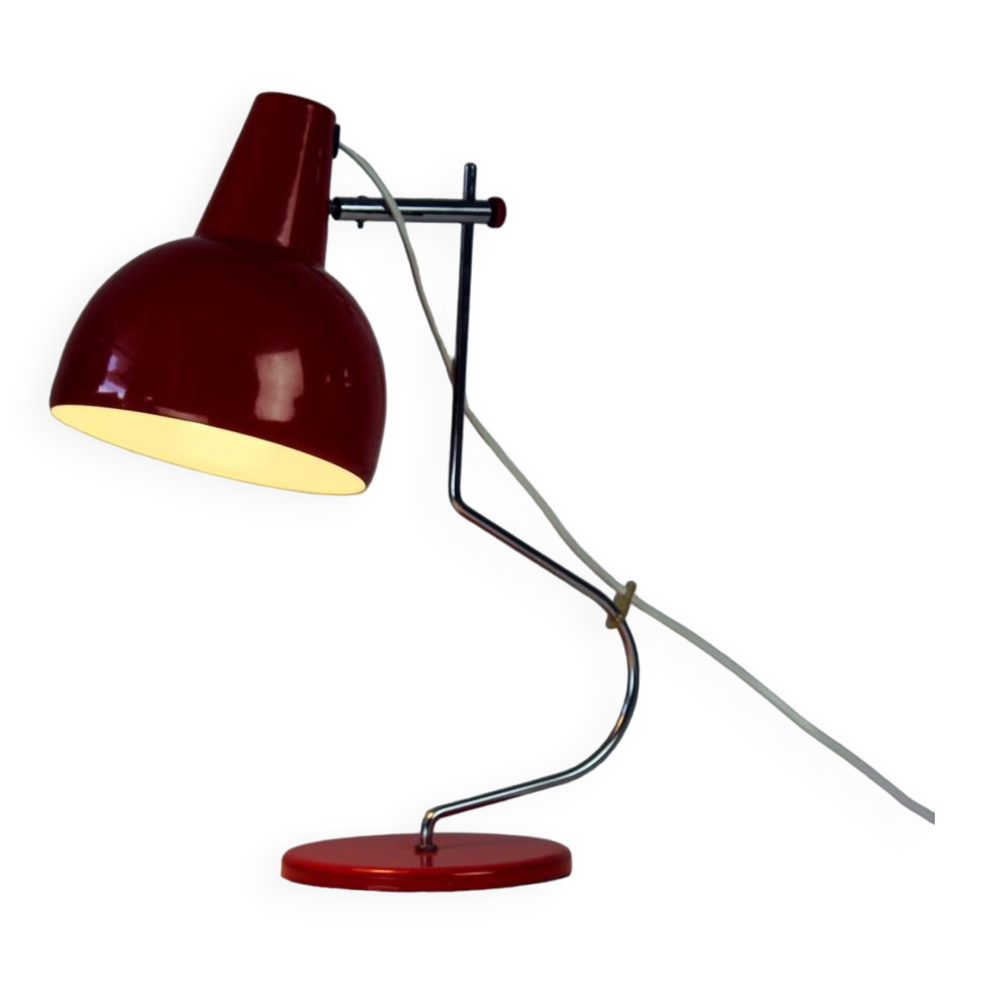 Lampe de table Lidokov L193 du milieu du siècle par Josef Hurka en métal rouge, Tchécoslovaquie, années 1960