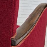 1950s, Danish design, armchair, original condition, red cotton-wool fabric.