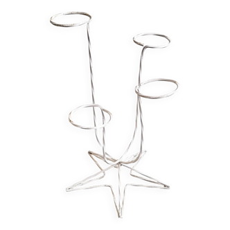 Vintage 1950s metal plant stand in white lacquer with star base 50s rockabilly