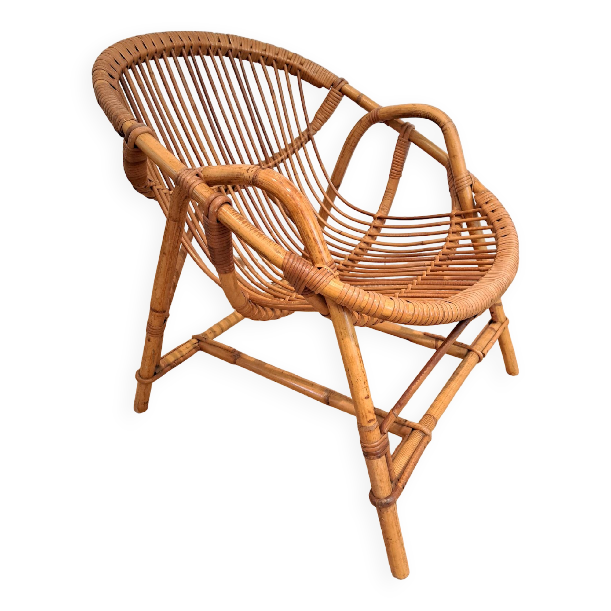 Vintage rattan & bamboo armchair from the 60s