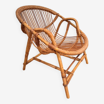 Vintage rattan & bamboo armchair from the 60s