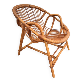 Vintage rattan & bamboo armchair from the 60s