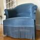 Pair of blue velvet toad armchairs from the 60s
