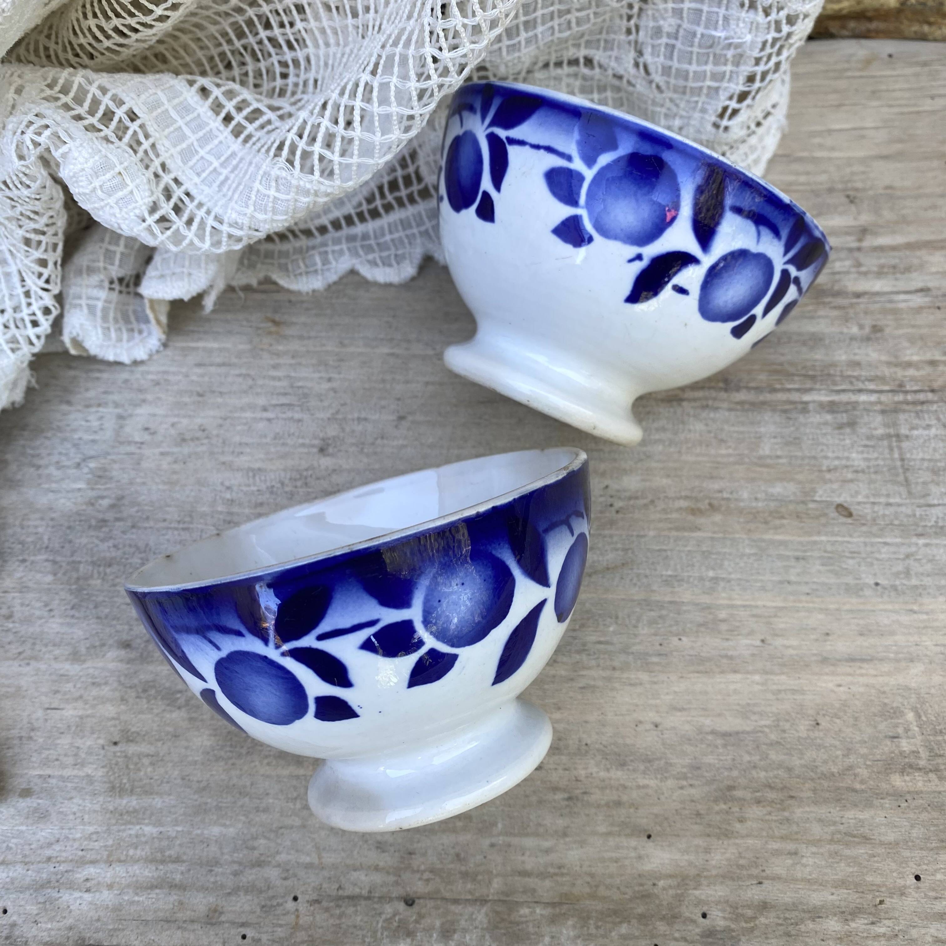Petits bols anciens Badonviller décor bleu cobalt